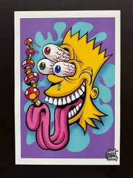 Bart Simpson On Mushrooms By Keith Caramellio  Iris Print