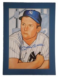 Mickey Mantle Signed Autographed 1952 Bowman Rookie 14 1/2 X 20 Lithograph By Gerry Dvorak