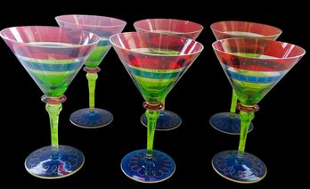 Set Of 6 Pier 1 Imports Murano Style 8' Stemmed Martini Glasses