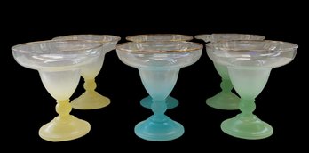 Set Of 6 Vintage Mid Century Modern Blendo Satin Martini Glasses