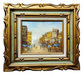 Signed Masters Impressionist Cityscape Painting In Nice Carved Frame