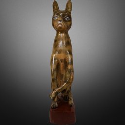 Tall Cat Statue Signed Richard France?   Le Chat