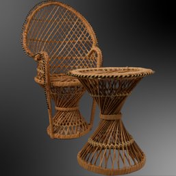 Boho Chic Peacock Chair And Table Rattan Set Of Plant Stands