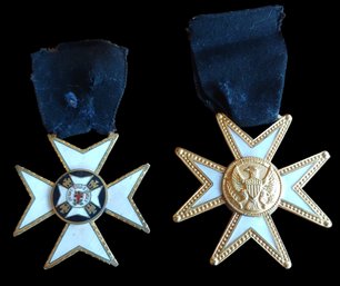 Pair Vintage Knights Templar Masonic Uniform Medals