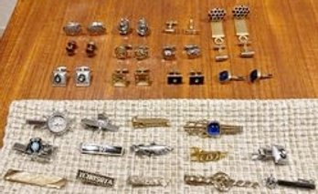 Nice Lot Of Vintage Mens Jewelry Including 14 Tie Clips And 12 Pair Of Cufflinks (20)