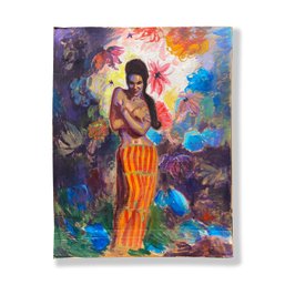 40x50 Original Acrylic On Cardboard - Vibrant  Polynesian Mermaid - Signed Alton S. Tobey