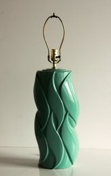 Mid-Century Modern Aqua Blue / Turquoise Waves Table Lamp