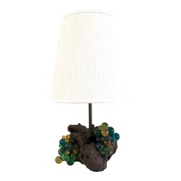 Mid Century Organic Modern Burl Wood & Lucite Ball Table Lamp