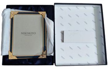 New In Box Mikimoto International Sapphire Blue Brass Accent Picture Frame For 5x7' Photo
