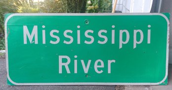 Large 54' Original Vintage MISSISSIPPI RIVER Wooden Retired Road Sign