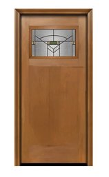 MMI  30in X 80in Courtyard Left Hand 1-Lite Decorative Craftsmen Painted Fiberglass Smooth Pre-hung Entry Door