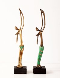 Pair Of Modernist African Bronze Figural Sculptures From Angola