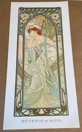 Alphonse Mucha, 1970's Lithograph Reverie Du Soir Art Nouveau Fine Art Print