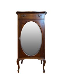 Late 19th Century - RJ Horner & CO NY - Dovetailed Mahogany Sheet Music Cabinet With Beveled Oval Mirror