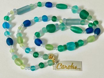 NOS With Tag Never Worn Carolee Blue & Green Sea Glass Bead 31' Long Necklace