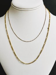 Two 14K Yellow Gold Chains - Thicker Chain Marked 525 Thin Chain 14K Jeweler Verified 12 Gr Weight (READ) C