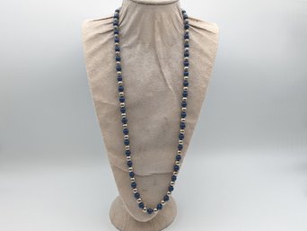 Bold Silver And Blue Necklace By Lee Banard