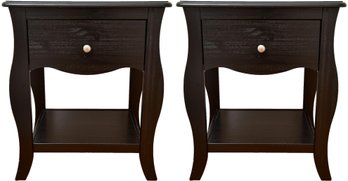 Pair Of Ikea One Drawer Ebony Nightstands With Bottom Storage Tier