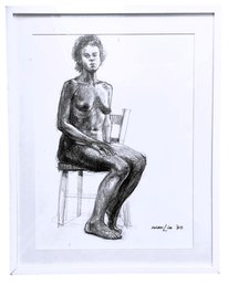 Mark Lim Seated Female Nude Graphite Drawing