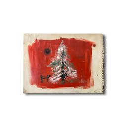 12x16 Vibrant Christmas Tree Original Acrylic On Paper