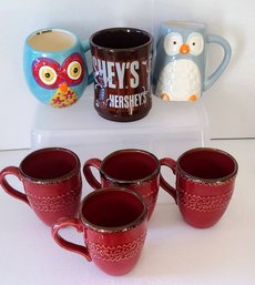 Group Of Seven Ceramic Mugs