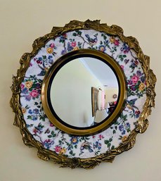 Vintage Royal Staffordshire A.J. Wilkinson, England Gilded Floral & Fauna Design Enamel Accent Mirror