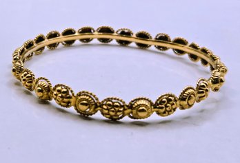 Antique European Bas Relief 14Kt. Gold Bangle/ Bracelet - Tested By Professional (Size Is Small With No Clasp)