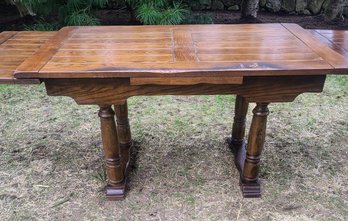 English Oak, Solid Pub Style, Vintage Extendable Table -