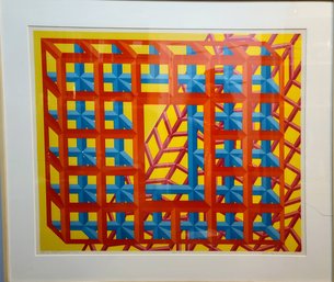 Color Serigraph Of Tower Of Babbel Revisted 1973, Billy Roy Hastings (post War American Artist Born 1936)