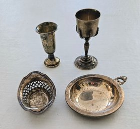 Vintage Weighted Stamped Sterling Silver Table Items / Chalice, Cup And Bowls