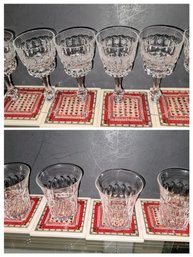 Crystal Liquor Or Liquer, A Set Of Six, & Four Plus 4 Coasters