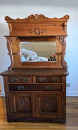 Antique Victorian Carved Oak Buffet (NO KEY)