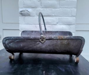 Vintage Metal Firewood Holder With Handle