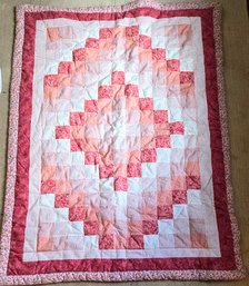 Pretty Pink And White Vintage Quilt