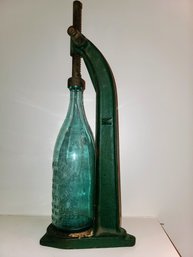 Antique Wine Bottle Corker With Glass Bottle