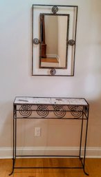 Painted Metal, Art Table And Matching Mirror From The Southwest