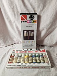 Brand New Acrylic Paint And Paint Brush Set