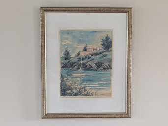 Signed Bermuda Watercolor Print By Joan Forbes.