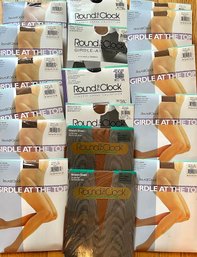 Lot Of 17 New In Package  Round The Clock Hosiery Panty Hose Girdle Top All Size C - Taupe, Beige, Black