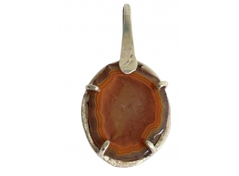 Rare American Modernist Jewelry Designer Paul Voltaire 1950's Sterling & Agate MCM Pendant Signed