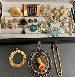 Lot Of Vtg Pendants & Pins, One 10K Stick Pin Some Marked ( READ For Itemization)
