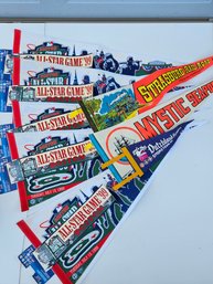 Vintage Collection Of Miscellaneous Pennants Including 5 Boston Red Sox 1999 All Star Game Sets