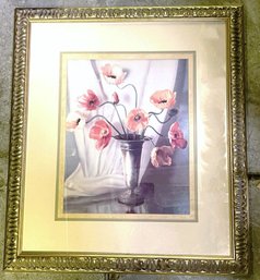 Floral Still Life Anemone's Print- Matted And Framed With Signature