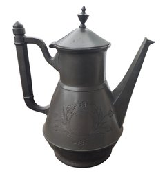 Antique Dated 1862 Civil War Era Pewter Coffee Or Teapot