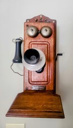 Antique Wall Mount Kellogg Oak Wall Phone With Handle/reciever And Side Crank In Tact