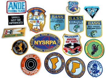 Group Of Sportsman Hunting Fishing Firearms Related Patches