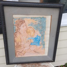 #96 - Picasso - Mother And Child By Pablo Picasso Framed Print 21' X 16' Needs Cleaning And New Frame.
