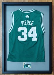 Paul Pierce Signed Framed Boston Celtics Green Jersey With SPx Game Used Jersey Card
