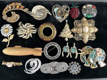 Lot Of 19 Vintage Pins/Brooches Some Marked NO Stones Missing