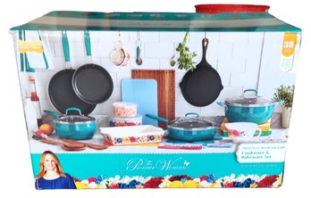 New In Box  Pioneer Woman Brilliant Blooms 38-Piece Cookware Set